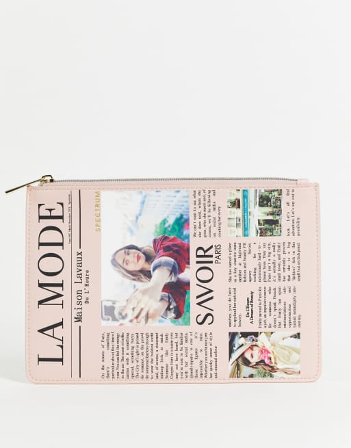 Newspaper store clutch bag