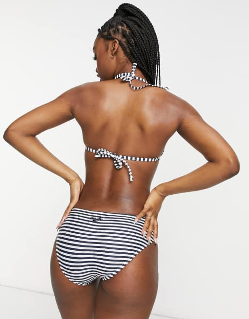 Speedo - 2-delige bikini met gestrikte triangel top in marineblauw en wit, 2 van 4