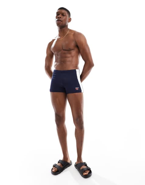 Speedo – Bademode – Aquashorts in dunklem Marineblau mit Farbblockdesign und geradem Schnitt - view 1