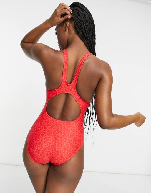 Speedo - Boomstar - Costume da bagno con incrocio sul retro, colore rosso e rosa