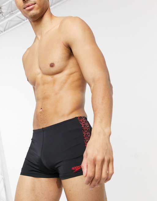 deksel Een nacht elektrode Speedo - Boomstar - Zwembroek met contraststreep in zwart en rood | ASOS