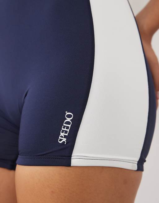 Speedo Colorblock legsuit in navy/white, 3 of 4