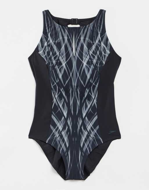 Speedo black and white on sale swimsuit