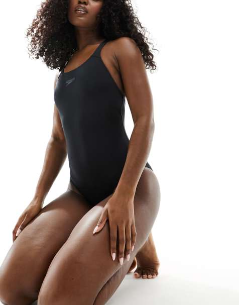 Speedo Endurance+ essential kickback swimsuit in black - view 1