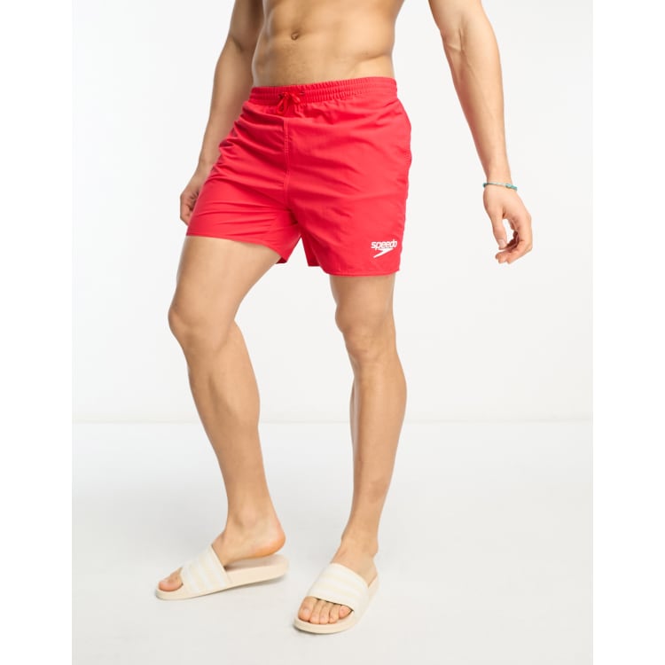 calorie Bij naam karakter Speedo essentials 16" swim shorts in red | ASOS