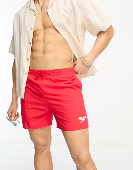 calorie Bij naam karakter Speedo essentials 16" swim shorts in red | ASOS