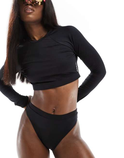 Speedo Flu3nte Solid Long Sleeve bikini set in black ASOS