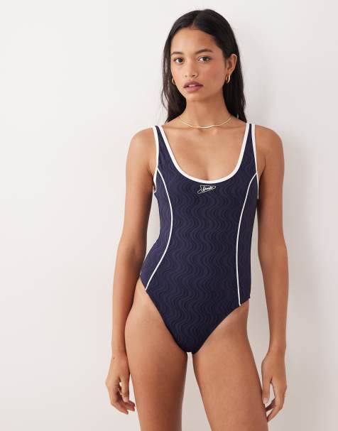 Speedo Jetstream texture bound scoop swimsuit in navy - view 1