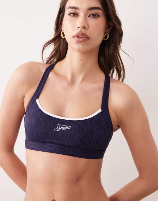 Speedo Jetstream texture crossback bikini top in navy, 3 of 4