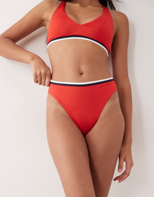 Speedo Jetstream texture scoop bikini bottom in red, 4 of 4