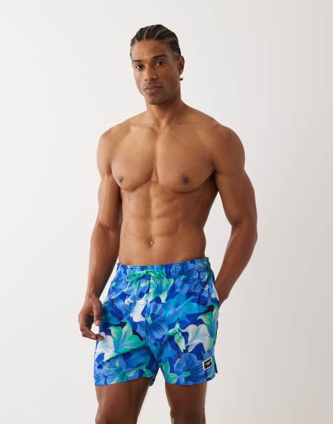 Speedo Mens printed 16'' redondo edge swim shorts in blue/green