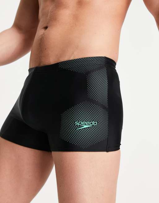 Speedo - Pantaloncini da bagno in tessuto tecnico con con logo neri e verdi