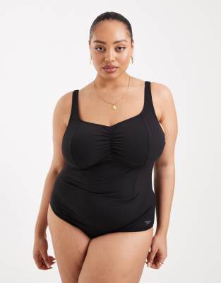 Speedo Plus Size Shaping Aquanite Swimsuit In Black