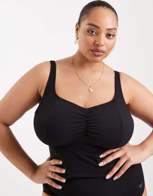 Speedo plus size shaping aquanite swimsuit in black, 4 of 4