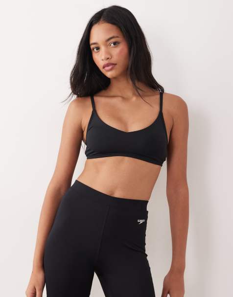 Speedo Solid triangle bikini top in black - view 1