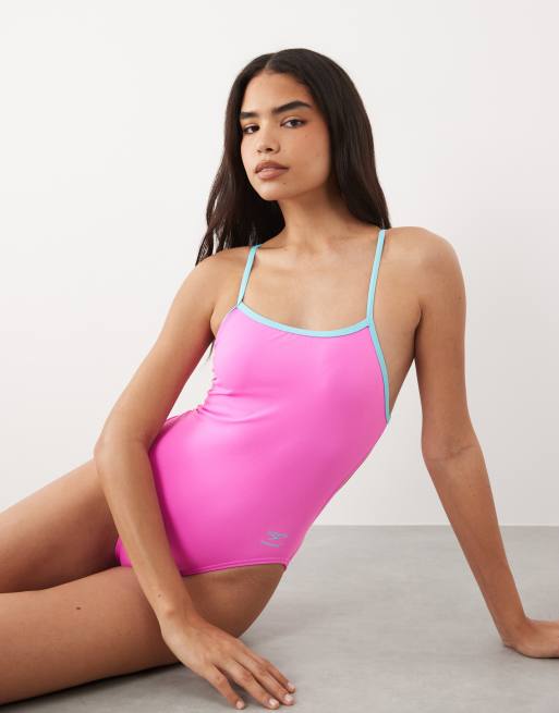 Speedo Solid v-back 2.0 swimsuit in pink, 2 of 4