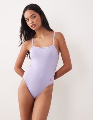 Speedo Solid V-back 2.0 Swimsuit In Purple