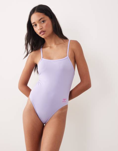 Speedo Solid v-back 2.0 swimsuit in purple - view 1