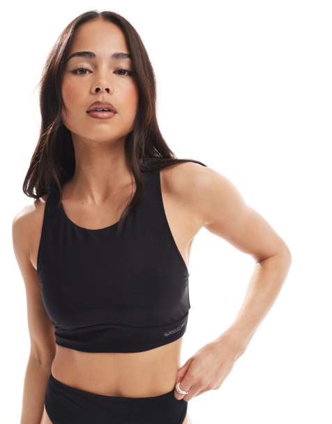 Speedo Swim tops high neck bikini crop top in anthracite - view 1