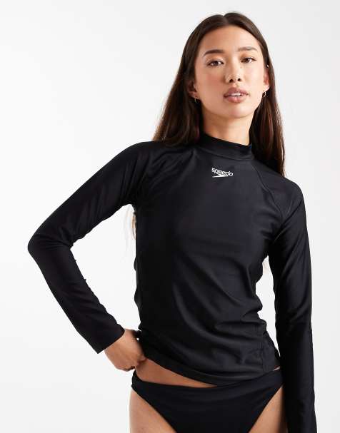 Speedo Womens long sleeve rash top in black - view 1