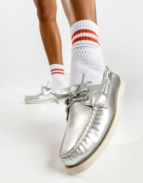 Sperry Authentic 2 eye boat shoe in silver - view 1
