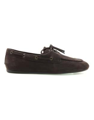 Slim boat shoe in dark brown