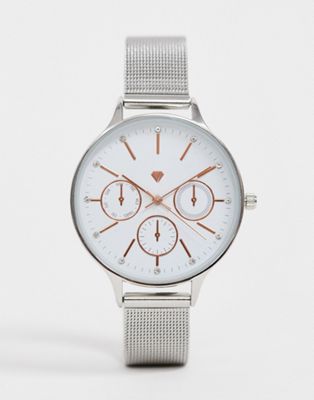 Spirit - Ronde en mesh design chronograaf voor dames in zilver