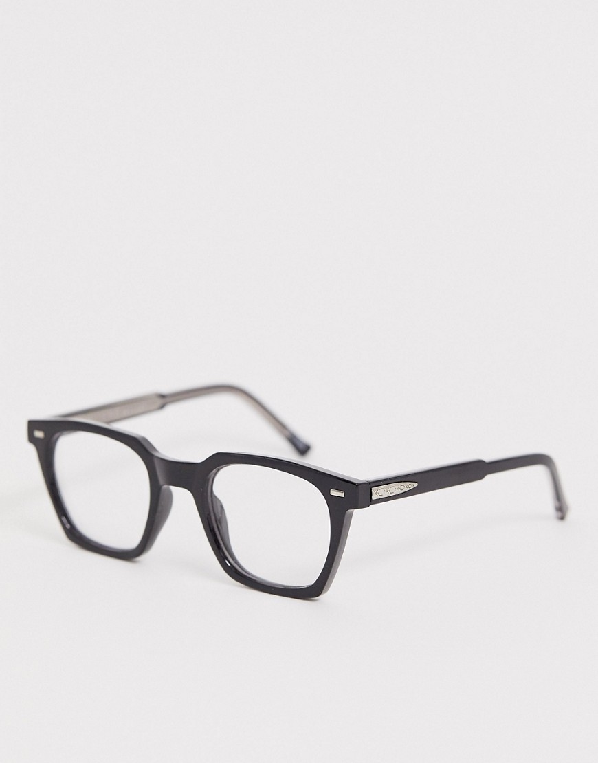 Spitfire – blockchain – Svarta fyrkantiga glasögon med genomskinliga glas