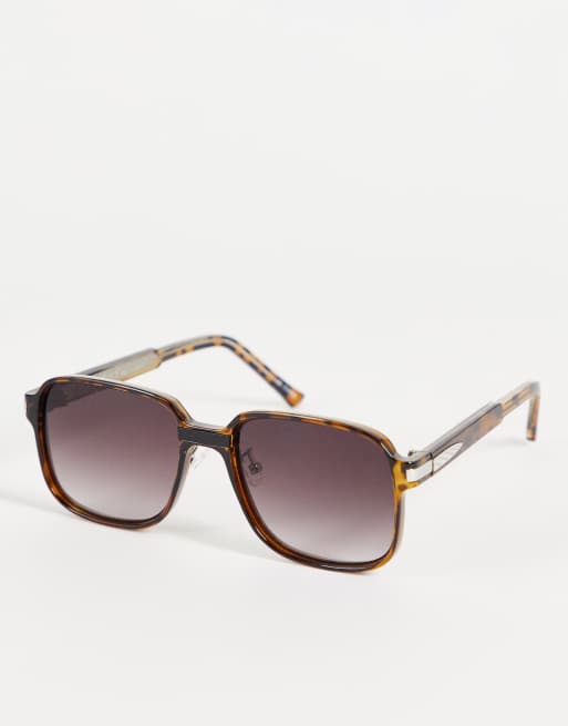 Spitfire – BTA – Eckige Damensonnenbrille in Schildpattoptik mit Gläsern mit schwarzem Farbverlauf 