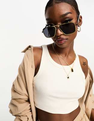 Spitfire Congleton Metal Rim Aviator Sunglasses In Black And Gold