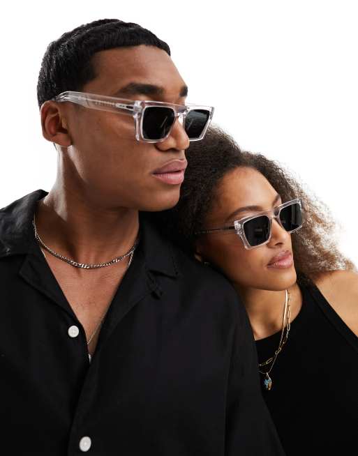 Rectangle store clear sunglasses