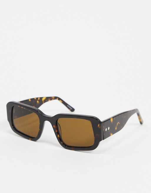 Spitfire Cut Eleven angled square sunglasses in tort