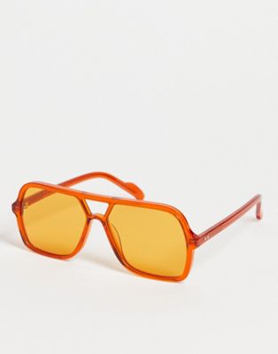 Spitfire Cut Fifty aviator sunglasses in bright orange