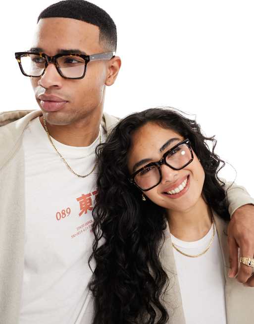 Spitfire – Cut Forty – Eckige Brille in Schildpatt-Optik mit klaren Gläsern