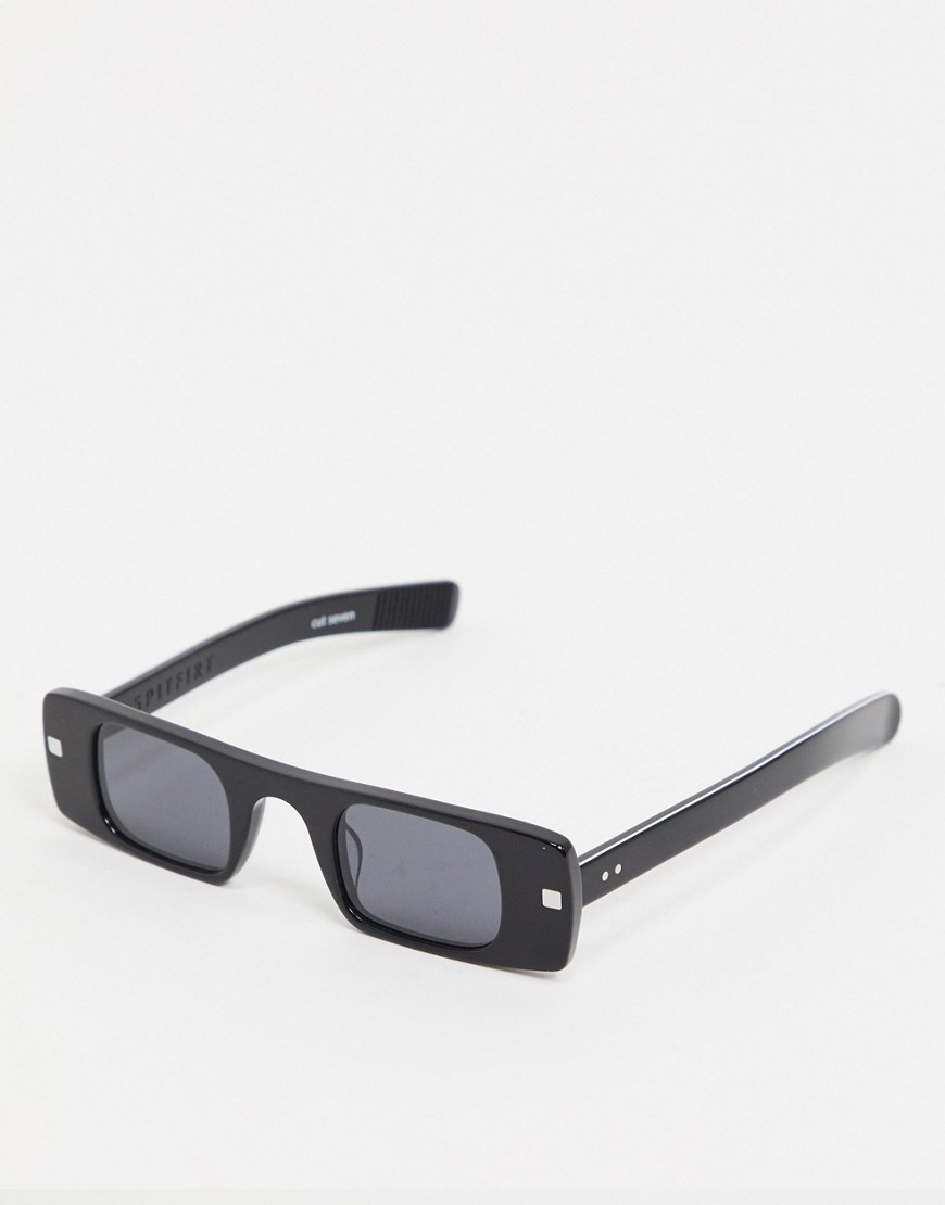 Spitfire Cut Seven slim square sunglasses in black