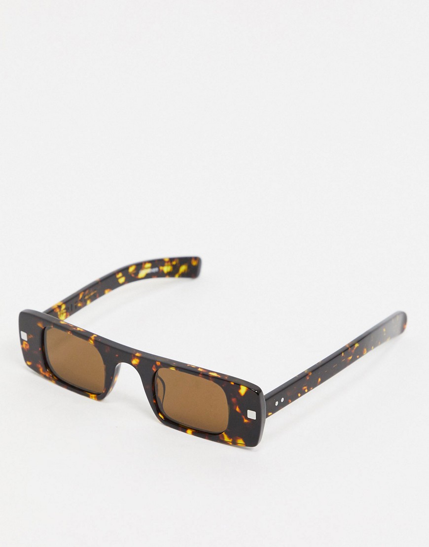Spitfire Cut Seven slim square sunglasses in tort-Brown