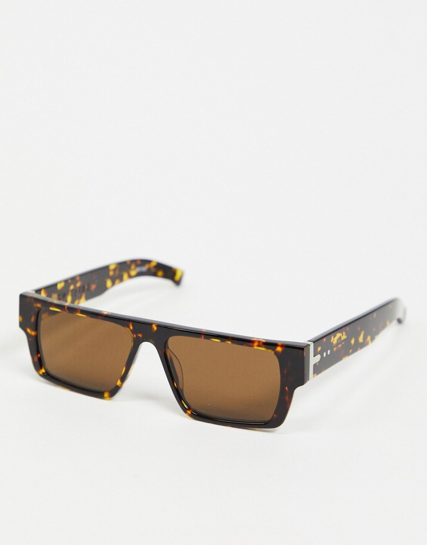 Spitfire Cut Six retro square sunglasses in brown tort