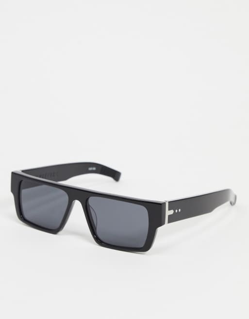 Spitfire – Cut Six – Schwarze Sonnenbrille mit flachem Brauensteg