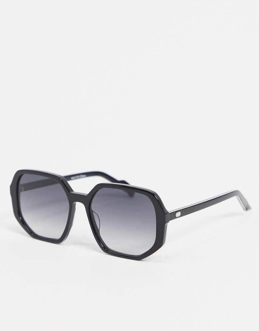 Spitfire Cut Sixteen oversized angular sunglasses in black