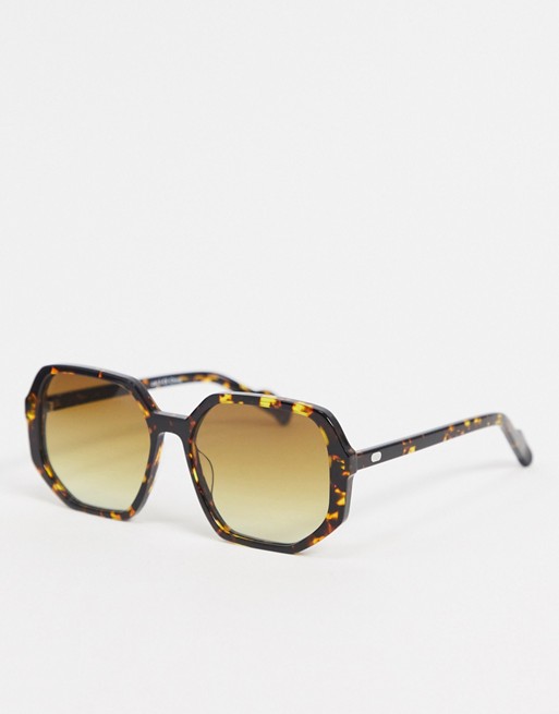 Spitfire Cut Sixteen oversized angular sunglasses in brown tort