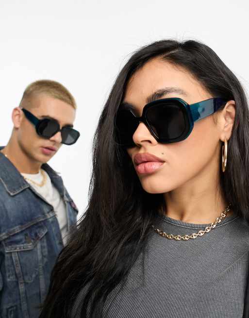 Spitfire Cut Sixty Three oversized square sunglasses in black and