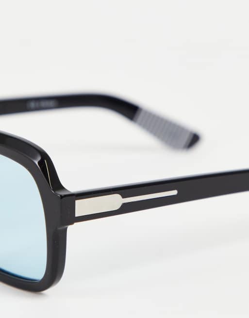 Spitfire – Cut Thirty Eight – Czarne kwadratowe okulary przeciwsłoneczne z niebieskimi szkłami, 2 z 4