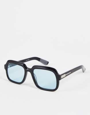 Spitfire - Cut Thirty Eight - Vierkante zonnebril in zwart met blauwe glazen