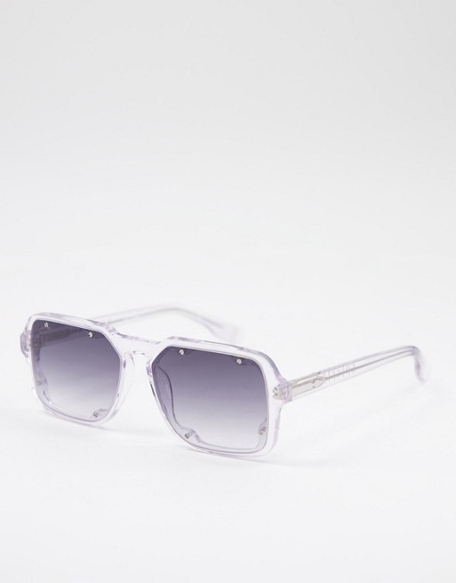 Spitfire Cut Thirty unisex oversized square sunglasses in clear