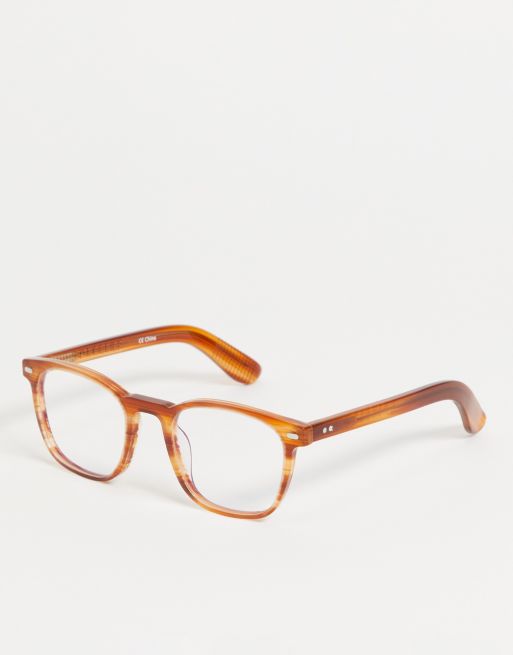 Spitfire Cut Twenty Four womens square blue light glasses in tort | ASOS