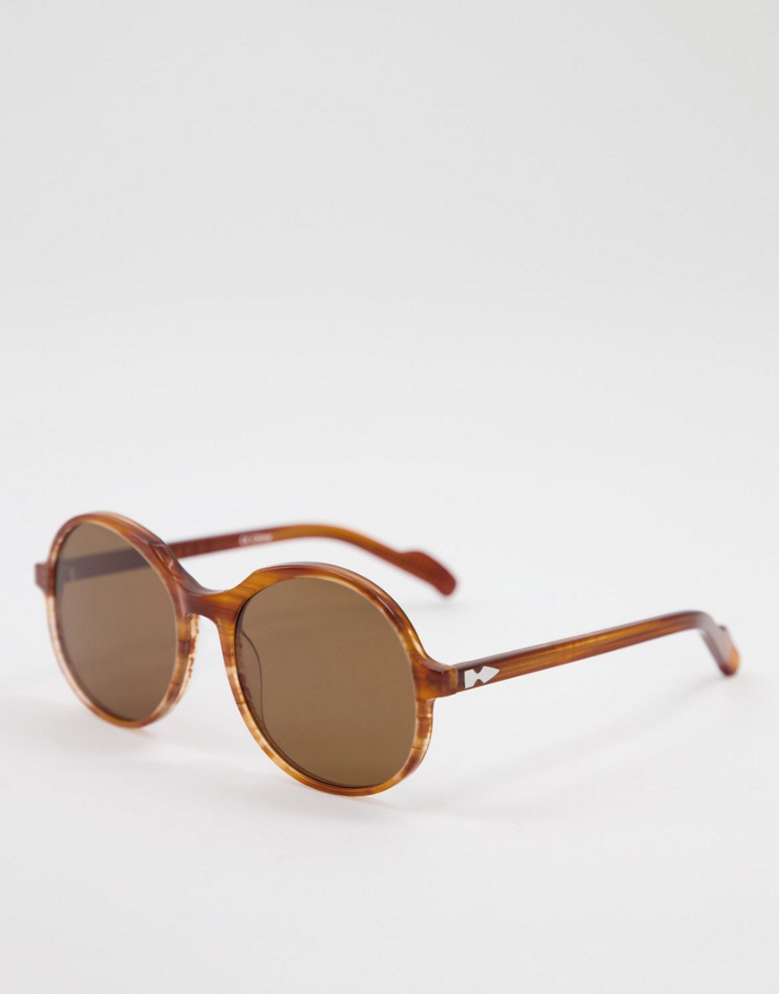Spitfire - Cut Twenty Seven - Oversized ronde zonnebril voor dames met bruine glazen in tortoise