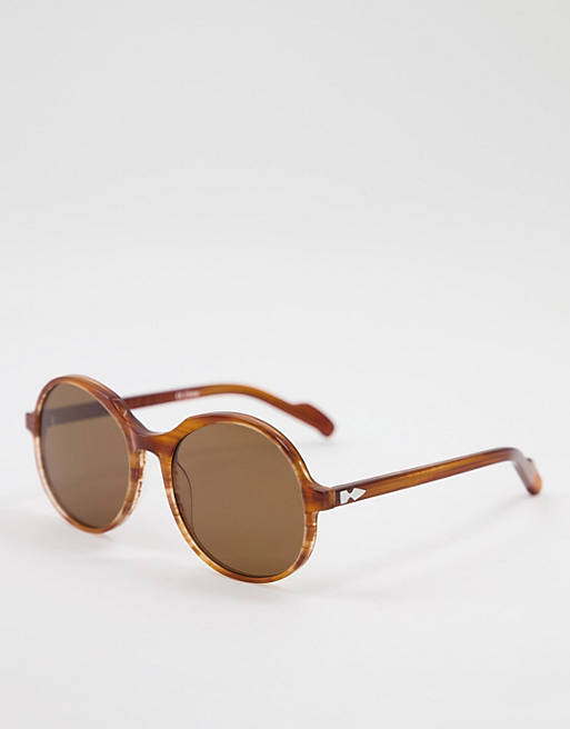 Sunglasses Spitfire Cut Twenty Seven womens oversized round sunglasses in tort with brown lens 