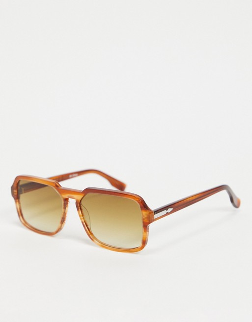 Spitfire Cut Twenty womens square sunglasses in brown marble