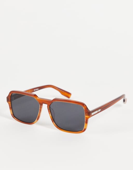 Spitfire Cut Twenty womens square sunglasses in marble tort with black lens 