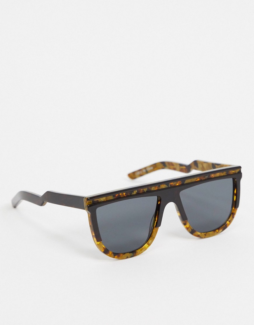 Spitfire Cut Two retro flat brow sunglasses in multi-Black